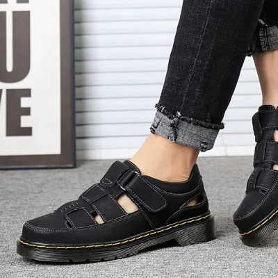 Modern Black Gem Leather Sandals